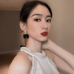 Bông tai nữ hình nơ đen phụ kiện trang sức sang trọng quý phái H123