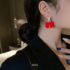 Bông tai nữ hình nơ đen phụ kiện trang sức sang trọng quý phái H123