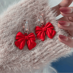 Bông tai nữ hình nơ đen phụ kiện trang sức sang trọng quý phái H123