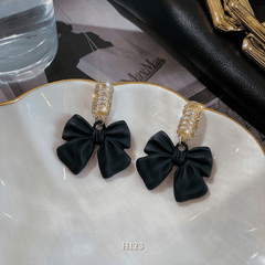 Bông tai nữ hình nơ đen phụ kiện trang sức sang trọng quý phái H123