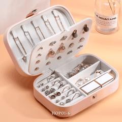 Hộp đựng trang sức phụ kiện du lịch hình vuông nhiều ngăn tiện dụng, hộp nữ trang bọc da sang trọng