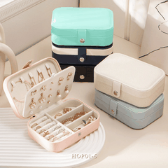 Hộp đựng trang sức phụ kiện du lịch hình vuông nhiều ngăn tiện dụng, hộp nữ trang bọc da sang trọng