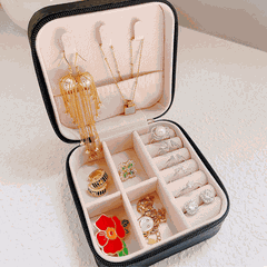 Hộp đựng trang sức phụ kiện du lịch hình vuông nhiều ngăn tiện dụng, hộp nữ trang bọc da sang trọng