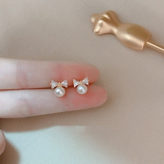 Bông tai nơ ngọc loại nhỏ hàng cao cấp N31