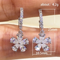 Bông tai nữ hình hoa đính đá dạng thả phụ kiện trang sức sang trọng HA168