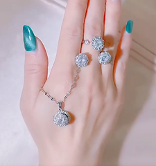 Bộ trang sức dây chuyền bông tai zircon đá xoay cao cấp SET10 VV34-1 VV34-2 VV34-3