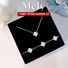 Bộ trang sức Thép Titan không gỉ  cỏ bốn lá SET39