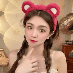 Cài tóc, băng đô gấu hồng đậm nhạt chun co giản siêu bền T1-63
