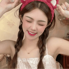 Cài tóc, băng đô gấu hồng đậm nhạt chun co giản siêu bền T1-63