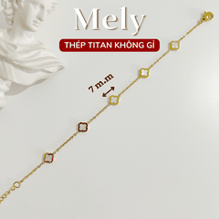 Vòng tay Thép Titan không gỉ cỏ bốn lá mini TT117 Loại 7mm