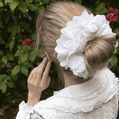 Buộc tóc Scrunchies hoa văn thêu nổi T150-1