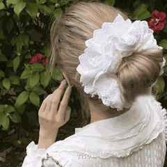 Buộc tóc Scrunchies hoa văn thêu nổi T150-1