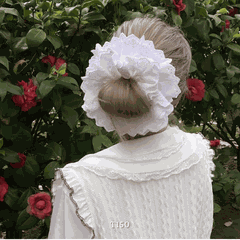 Buộc tóc Scrunchies hoa văn thêu nổi T150-1