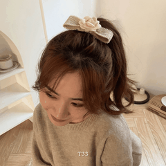 Kẹp tóc nơ hình hoa phong cách tiểu thư nữ tính Mely T33