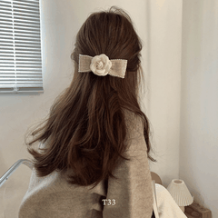 Kẹp tóc nơ hình hoa phong cách tiểu thư nữ tính Mely T33