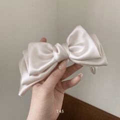 Kẹp tóc hình nơ lớn màu trắng đen basic tiểu thư phụ kiện tóc thời trang T45