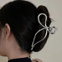 Kẹp tóc nơ kim loại loại lớn cá tính phong cách đơn giản T5-26