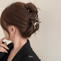 Kẹp tóc kim loại dạng xoắn phối ngọc trai nhân tạo phụ kiện tóc thời trang T64