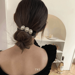 Kẹp tóc ba chấu hình hoa ngọc trai nhân tạo ôm sát tóc thời trang - T82