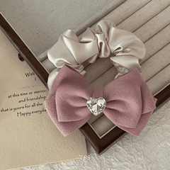 Buộc tóc Scrunchies nữ dạng nơ hình tim phong cách thời trang Hàn Quốc - T85