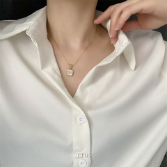 [KHÔNG ĐEN GỈ] Dây chuyền Titan mặt vuông trắng đen TT05