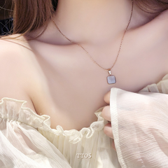 [KHÔNG ĐEN GỈ] Dây chuyền Titan mặt vuông trắng đen TT05