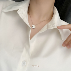 [KHÔNG ĐEN GỈ] Dây chuyền titan cỏ bốn lá may mắn unisex basic đơn giản TT09