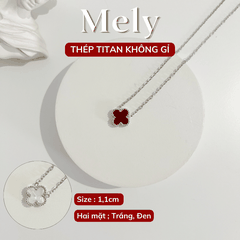 Dây chuyền Thép Titan hai mặt cỏ bốn lá TT114