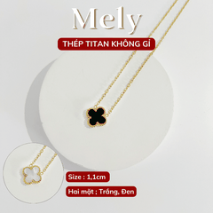 Dây chuyền Thép Titan hai mặt cỏ bốn lá TT114
