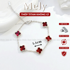 Vòng tay Thép Titan không gỉ  cỏ bốn lá loại 1.1cm TT115