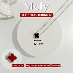 Dây chuyền Thép Titan hai mặt cỏ bốn lá TT114