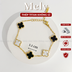 Vòng tay Thép Titan không gỉ  cỏ bốn lá loại 1.1cm TT115