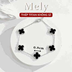 Vòng tay Thép Titan không gỉ cỏ bốn lá loại 1.3cm TT116