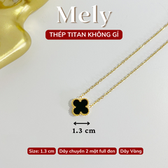 Dây chuyền Thép Titan hai mặt cỏ bốn lá TT114