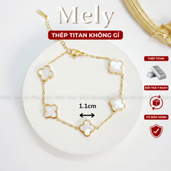 Vòng tay Thép Titan không gỉ  cỏ bốn lá loại 1.1cm TT115