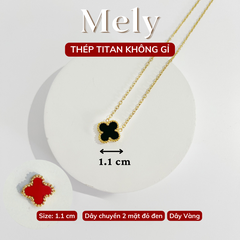 Dây chuyền Thép Titan hai mặt cỏ bốn lá TT114