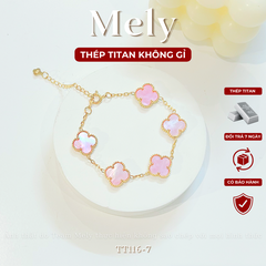 Vòng tay Thép Titan không gỉ cỏ bốn lá loại 1.3cm TT116