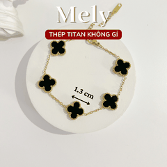 Vòng tay Thép Titan không gỉ cỏ bốn lá loại 1.3cm TT116