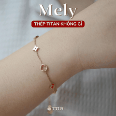 Vòng tay Thép Titan không gỉ cỏ bốn lá TT119