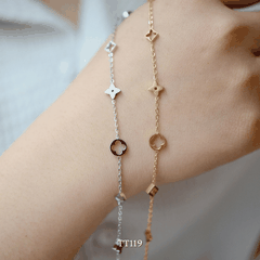 Vòng tay Thép Titan không gỉ cỏ bốn lá TT119