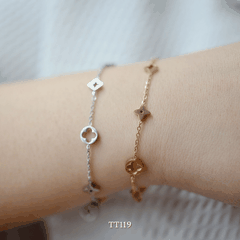 Vòng tay Thép Titan không gỉ cỏ bốn lá TT119