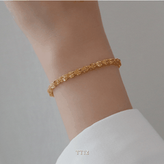 Vòng tay titan mắt xích dạng xoắn không đen gỉ phong cách unisex TT12