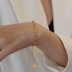 Vòng tay titan mắt xích dạng xoắn không đen gỉ phong cách unisex TT12