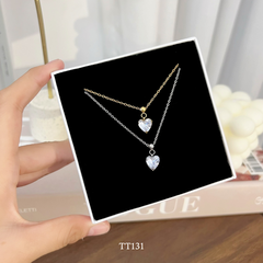 Dây chuyền Thép Titan không gỉ đính đá hình tim  TT131