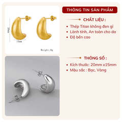 Bông tai Thép Titan không gỉ hình giọt nước TT147