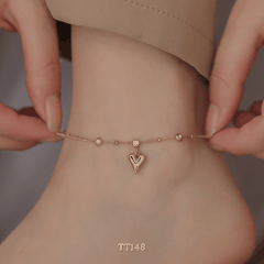 Lắc chân Thép Titan không gỉ hình tim TT148