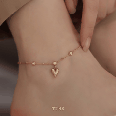 Lắc chân Thép Titan không gỉ hình tim TT148