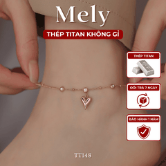 Lắc chân Thép Titan không gỉ hình tim TT148
