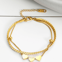 Vòng tay titan sợi đôi hình tim cá tính thời trang unisex TT24