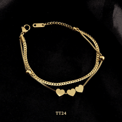 Vòng tay titan sợi đôi hình tim cá tính thời trang unisex TT24